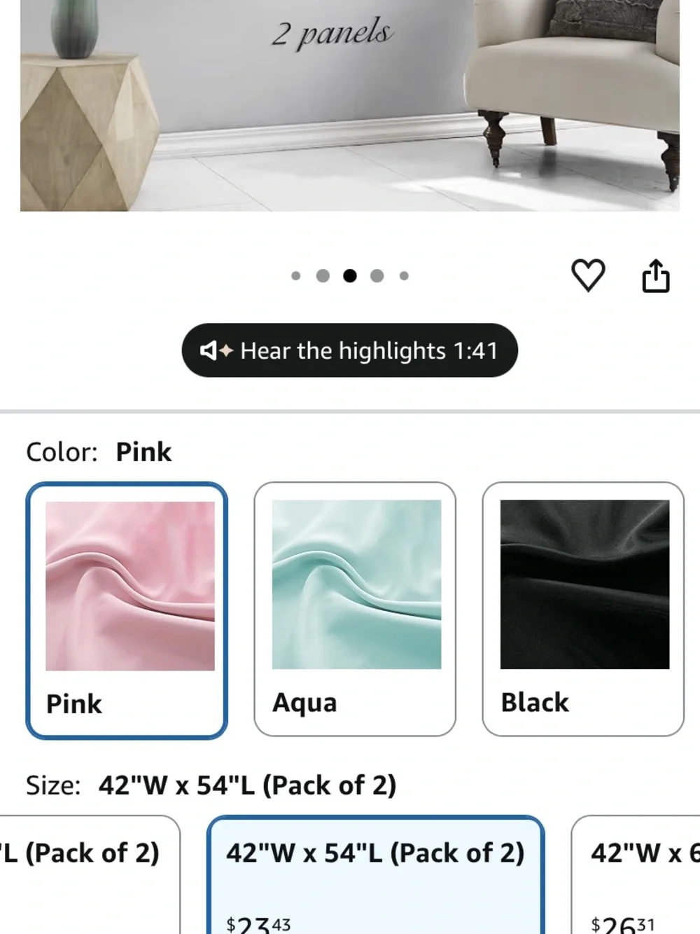 Pink Thermal Blackout Curtains - Set of 2 (4 panels total)
